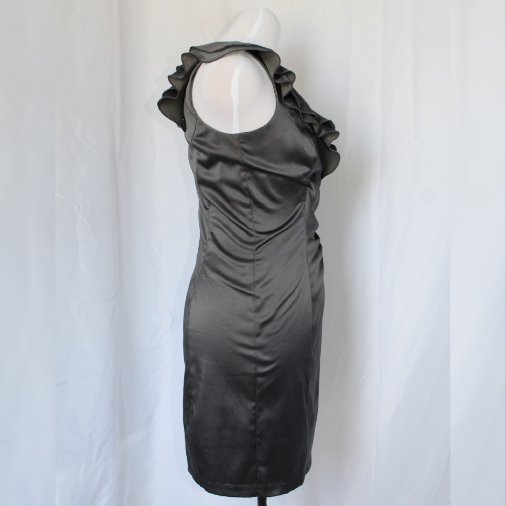 Charcoal Gray Ruched & Ruffled Dress - Picture 2 of 5